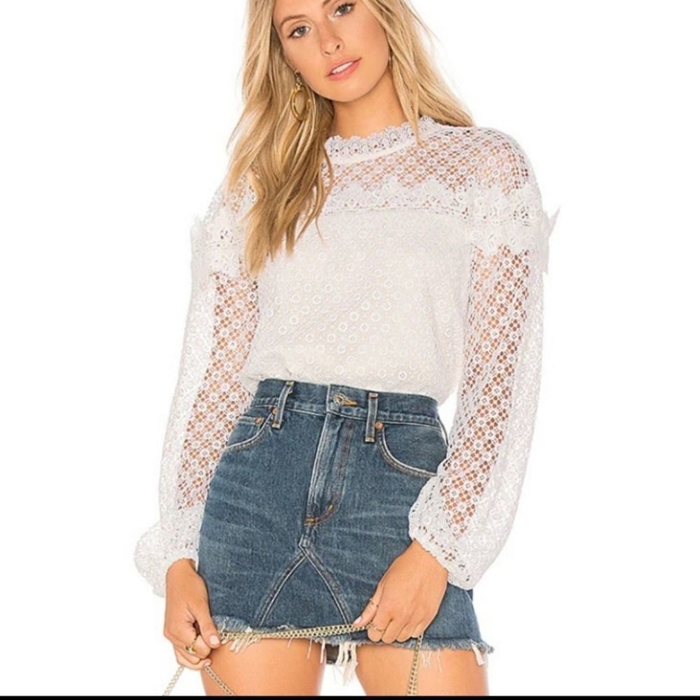 AMUR Florence Top in Off White lace top sz XS